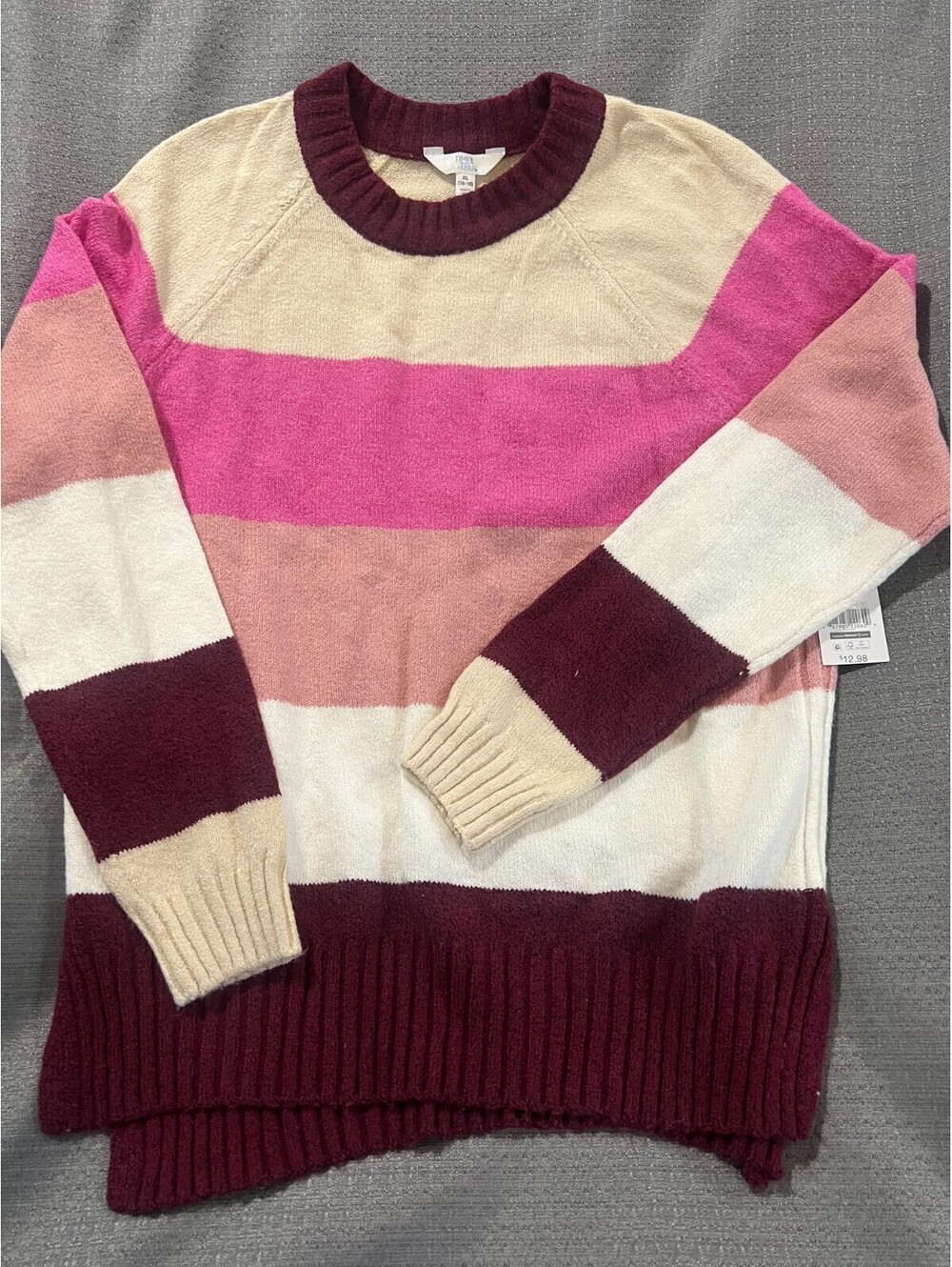 NWT Time and Tru Women's XL Colorblock Super Soft Crewneck Sweater